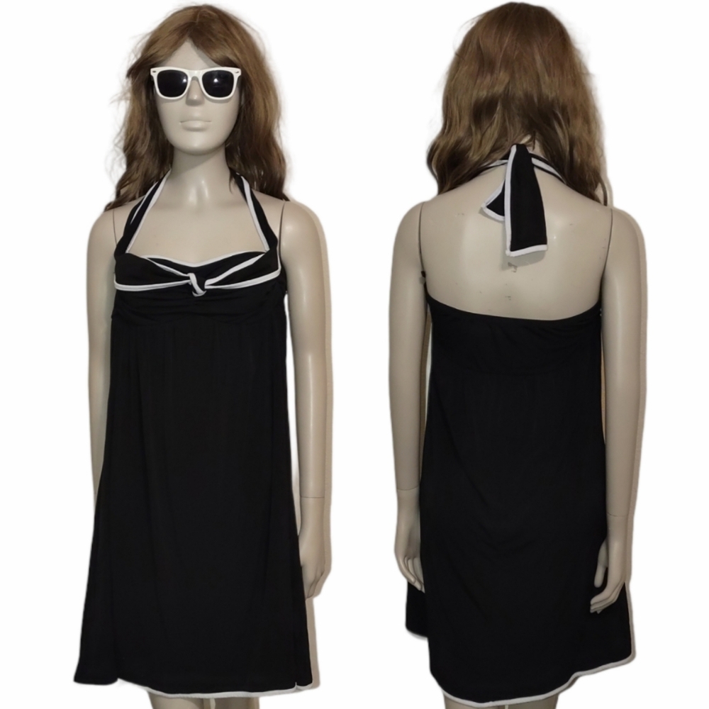 4/$20 • RHAPSODY • Vintage Black Halter Mini Dress